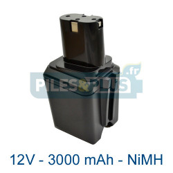 Batterie pour Bosch type 2607335014 - 12V NiMH 3000mAh