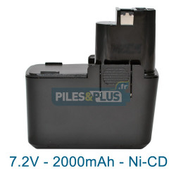 Batterie pour Bosch type 2607335031 - 7.2V NiCD 2000mAh