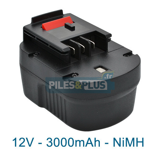 Batterie pour Black et Decker type A12 - 12v NiMH 3000mAh