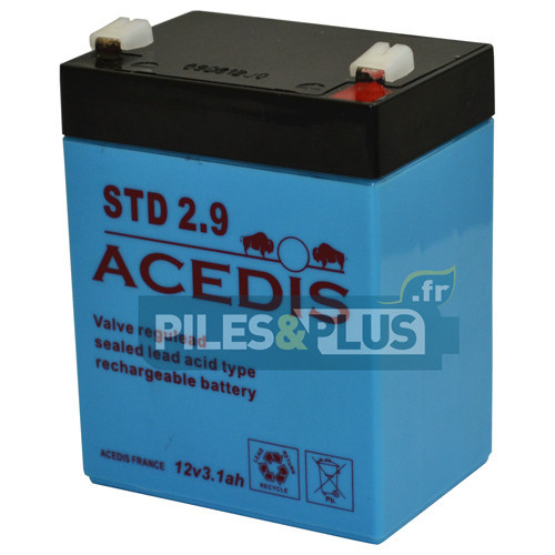Batterie 12V 3,2Ah - batterie plomb étanche rechargeable Acedis