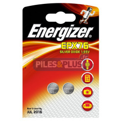 Pile bouton SR44 - EPX76 - oxyde d'argent V76P Energizer - par 2