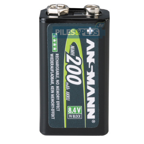 Pile rechargeable 9V NIMH - accu 9V HR622 200mAh Ansmann - par 1
