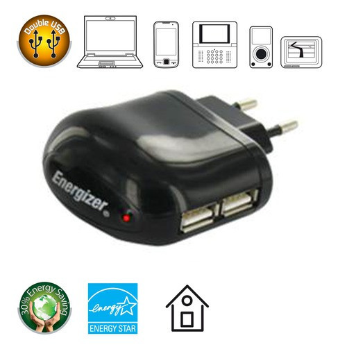 Adaptateur Energizer Prise Secteur - 2 USB en sortie