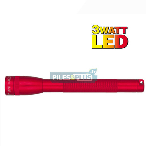 Lampe Mini Maglite LED 3 watts Rouge + 3 AA LR06