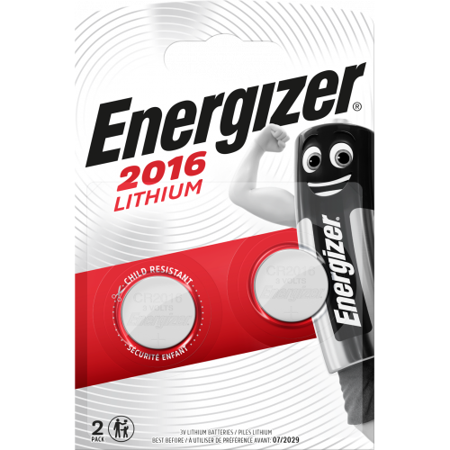 Pile bouton CR2016 - pile lithium Energizer - 3V - par 2