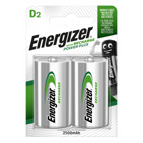 Piles rechargeables D NiMH - accu R20 2500mAh Energizer - par 2