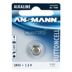 Pile bouton LR43 - V12GA - pile alcaline 186 Ansmann 1,5V - par 1